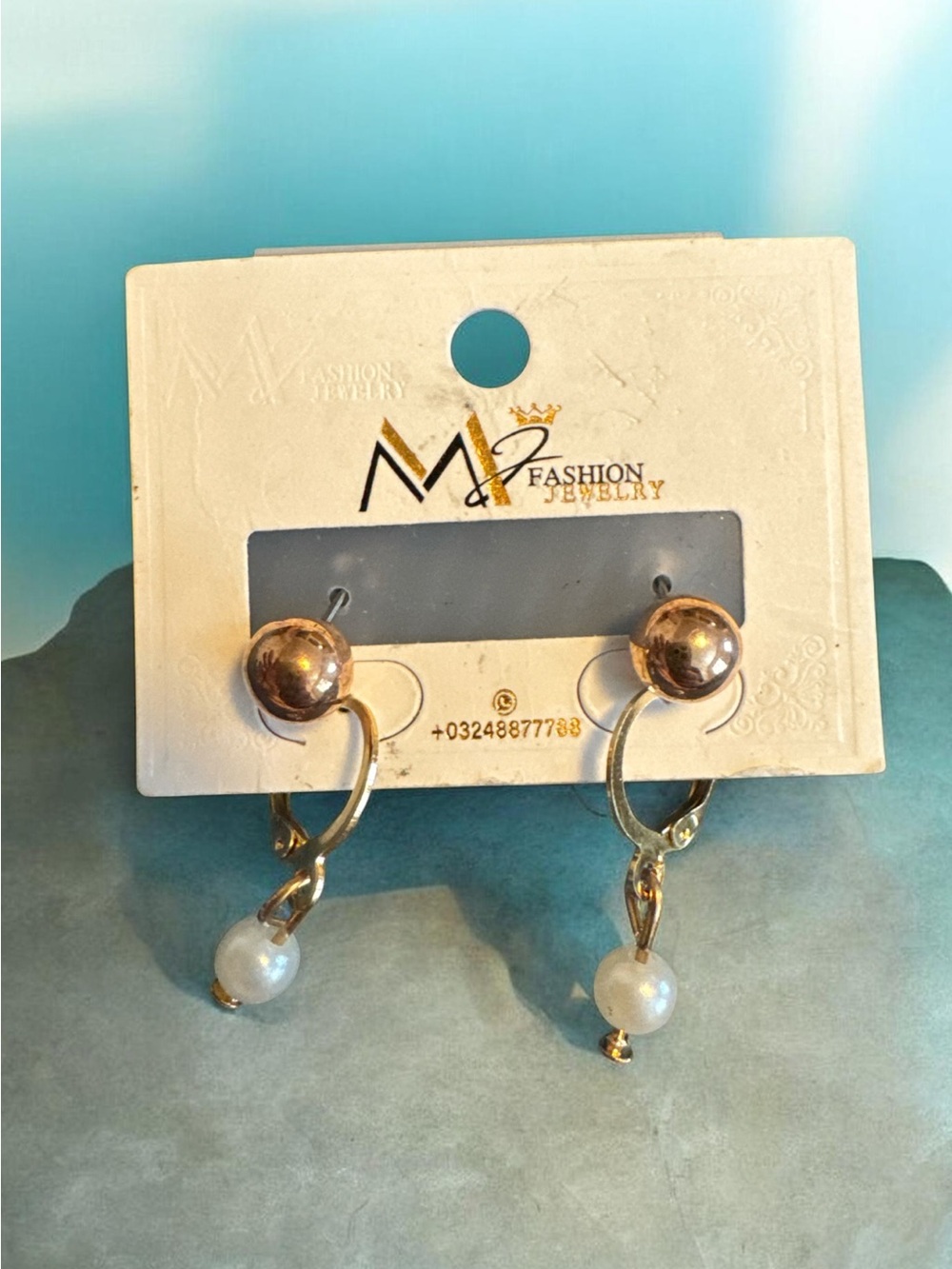 Gold-Tone Pearl Drop Earrings